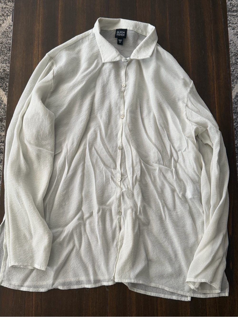 Eileen Fisher Sheer Button-Front Blouse in White